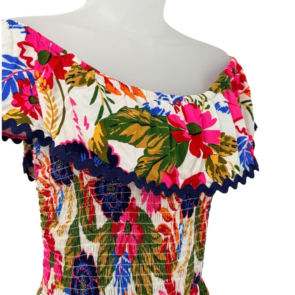 MSK Tropical Floral Maxi Dress Womens Sz M vacation beach resort cottagecore